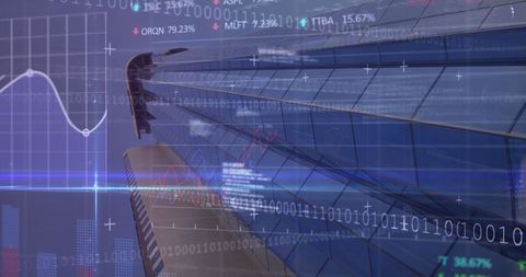 Futuristic Stock Market Data Overlaid on Skyscraper Architecture - Download Free Stock Images Pikwizard.com