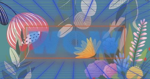 Digital Expression of Amazement with Vibrant Floral Accents