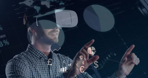 Businessman Using VR for Financial Data Analysis