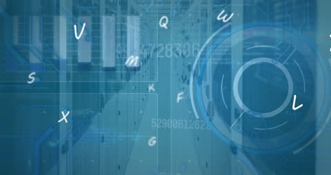 Futuristic Scanning Interface in Data Center Animation