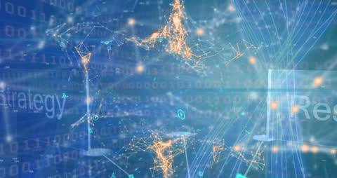 Futuristic Network with Data Connections and Binary Code