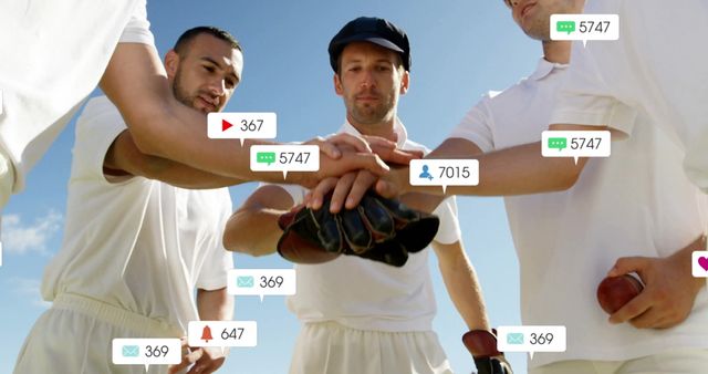 Cricket Teamwork Merges with Social Media Engagement - Download Free Stock Images Pikwizard.com