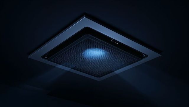 Futuristic blue led ceiling ventilation system