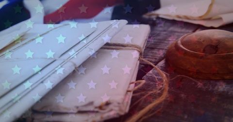 Legal documents with gavel and american flag overlay