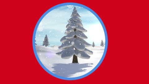 Animated Snowfall Over Festive Christmas Tree in Winter Wonderland