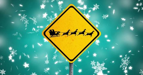 Festive Christmas Santa Sign with Snowflakes Background