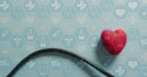Digital Heart and Stethoscope with Medical Illustrations in Blue Tones - Download Free Stock Images Pikwizard.com
