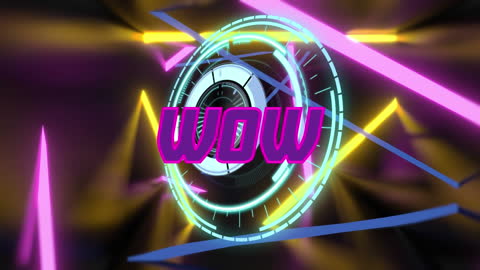 Vibrant Neon Design with WOW Text for Digital Media