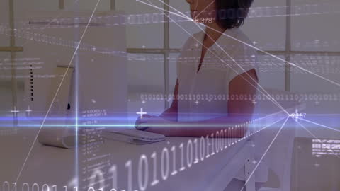 Businesswoman Engaging with Digital Networking Interface