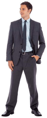 Transparent Smiling Businessman in Suit with Intelligent Expression