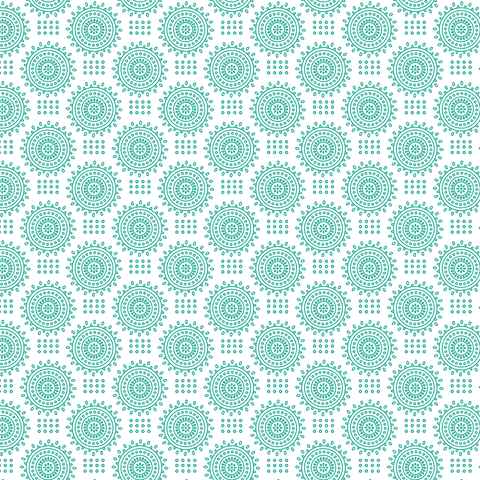 Green rosette pattern on transparent background, seamless vector