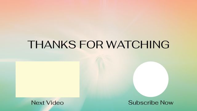 Clean and modern end screen design for video creators looking to increase user engagement. Perfect for providing clear call-to-actions for viewers to watch another video or subscribe to a channel. Soft gradient backdrop creates a calming and serene feel, fitting a variety of content types.