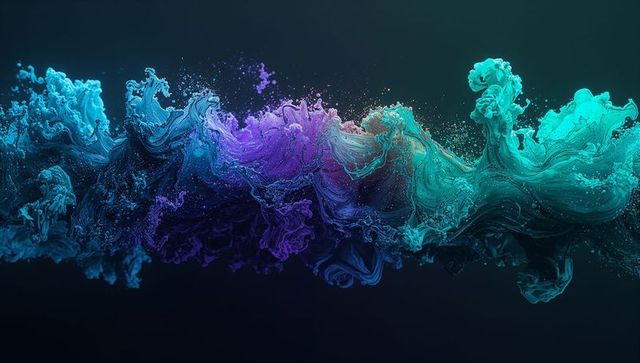 Vibrant fluid dynamics in futuristic digital art