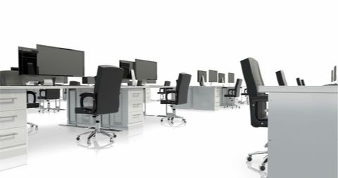 Empty Modern Office Workspace with Computers - Download Free Stock Images Pikwizard.com