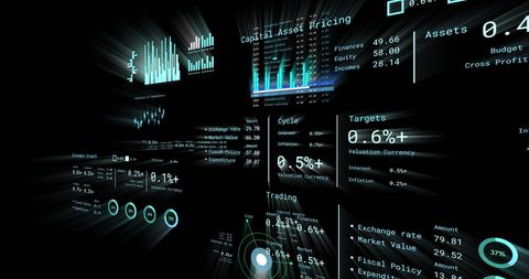 Financial Data Processing with Vibrant Digital Interface - Download Free Stock Images Pikwizard.com