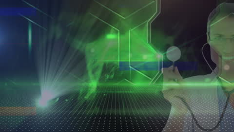 Doctor Embracing Digital Technology in Futuristic Healthcare Concept