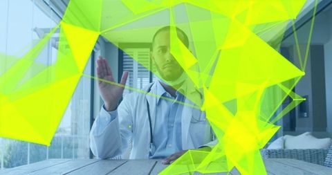 Male Doctor with Bright Neon Digital Overlay