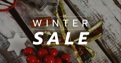 Festive Winter Sale Promotion with Christmas Decorations on Rustic Background - Download Free Stock Images Pikwizard.com