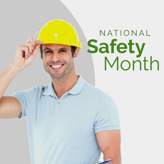 Confident Architect Celebrating National Safety Month in Workwear - Download Free Stock Templates Pikwizard.com