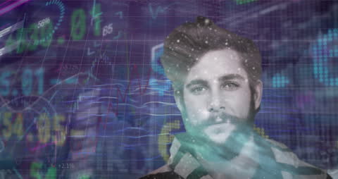 Business Intelligence Concept with Financial Charts and Portrait