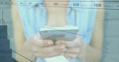 Professional Woman Analyzing Financial Data on Smartphone