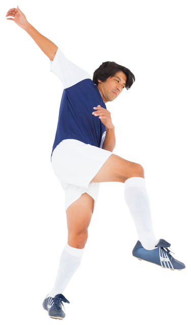 Sportive Male Football Player Performing Skilled Kick on Transparent Background - Download Free Stock Videos Pikwizard.com