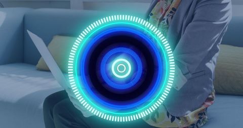 Innovative digital interface with businesswoman