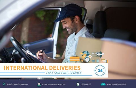 Smiling Delivery Driver Ensuring Speedy International Shipping - Download Free Stock Templates Pikwizard.com