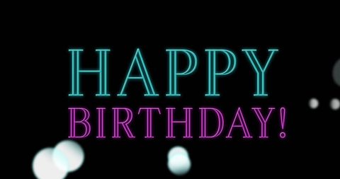 Happy Birthday Greeting with Neon Text