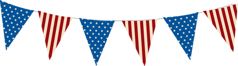 Patriotic star-spangled bunting on transparent background