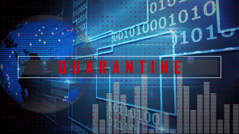 Digital Quarantine Concept with Global Coding Background