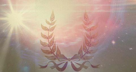 Digital laurel wreath with cosmic background