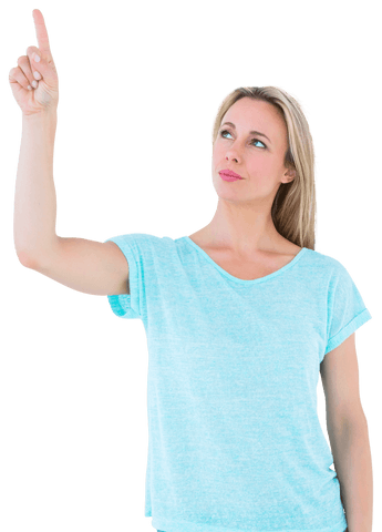 Woman Pointing Thoughtfully with Index Finger Transparent Background - Download Free Stock Videos Pikwizard.com