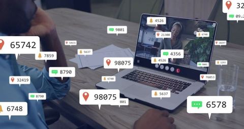 Watching Remote Video Meeting with Live Engagement Overlays and Analytics on Laptop