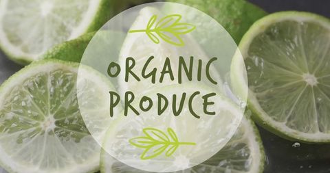 Fresh Organic Lemons with Green Graphic Overlay Text