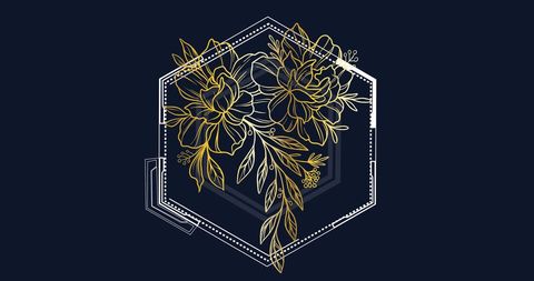 Luxury Floral Design with Gold and Geometric Patterns
