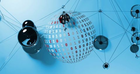 Digital Network Spheres with Binary Globe Interface - Download Free Stock Images Pikwizard.com
