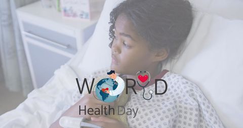 Thoughtful child in hospital on world health day