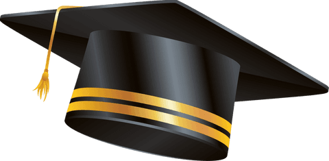 3d graduation mortarboard with golden details on transparent background