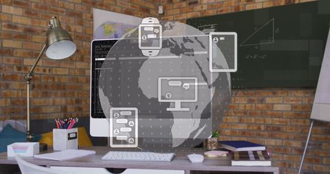 Global AI Communication in Modern Office Environment - Download Free Stock Images Pikwizard.com