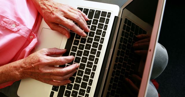 Senior Hands Typing on Laptop Keyboard - Download Free Stock Images Pikwizard.com