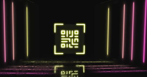 Futuristic Neon QR Code with Glowing Lines