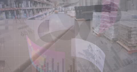 Futuristic Data Visualization in Modern Warehouse