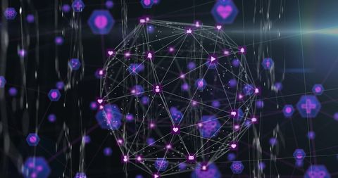 Futuristic Digital Globe with Glowing Network Icons - Download Free Stock Images Pikwizard.com