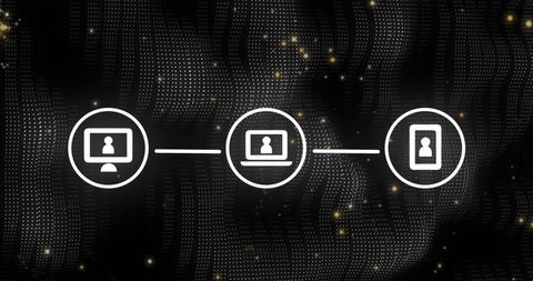 Abstract Digital Network with Connected Devices on Dark Background - Download Free Stock Images Pikwizard.com