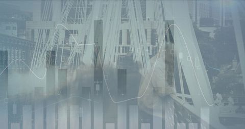 Digital Financial Interface Overlay on Cityscape