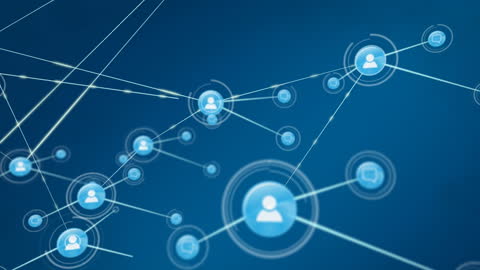 Digital Networking Connections on Blue Background