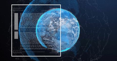 rotating earth displaying digital data and algorithms in space - Download Free Stock Images Pikwizard.com