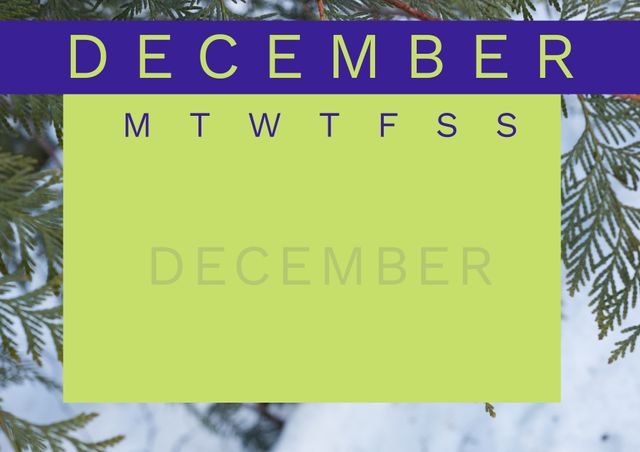 Decorative December Calendar Template with Winter Foliage Background - Download Free Stock Videos Pikwizard.com