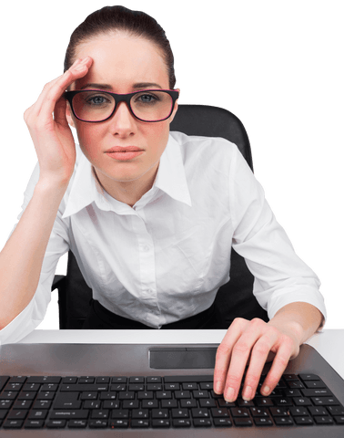 transparent businesswoman typing intently at office desk - Download Free Stock Videos Pikwizard.com